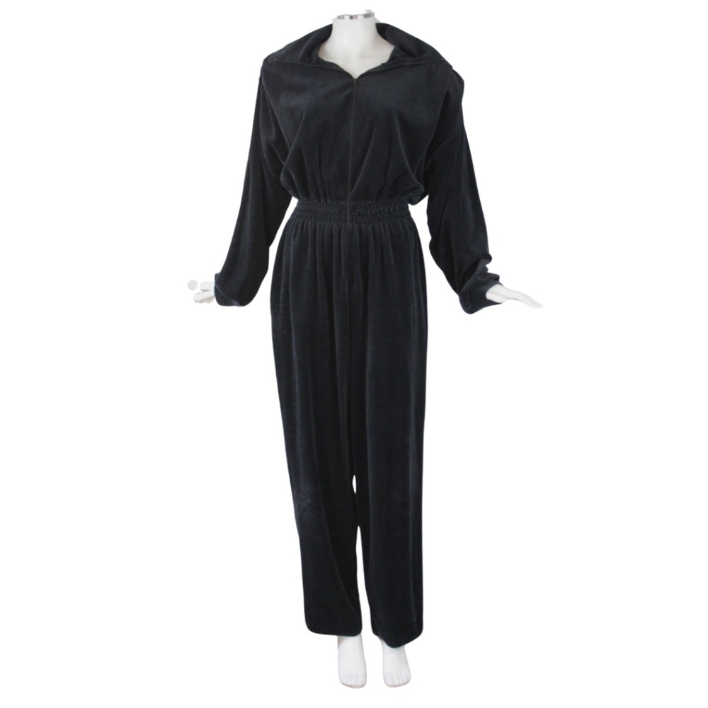 VINTAGE 1990s Saks Fifth Avenue Velour Jumpsuit - Size 10-12